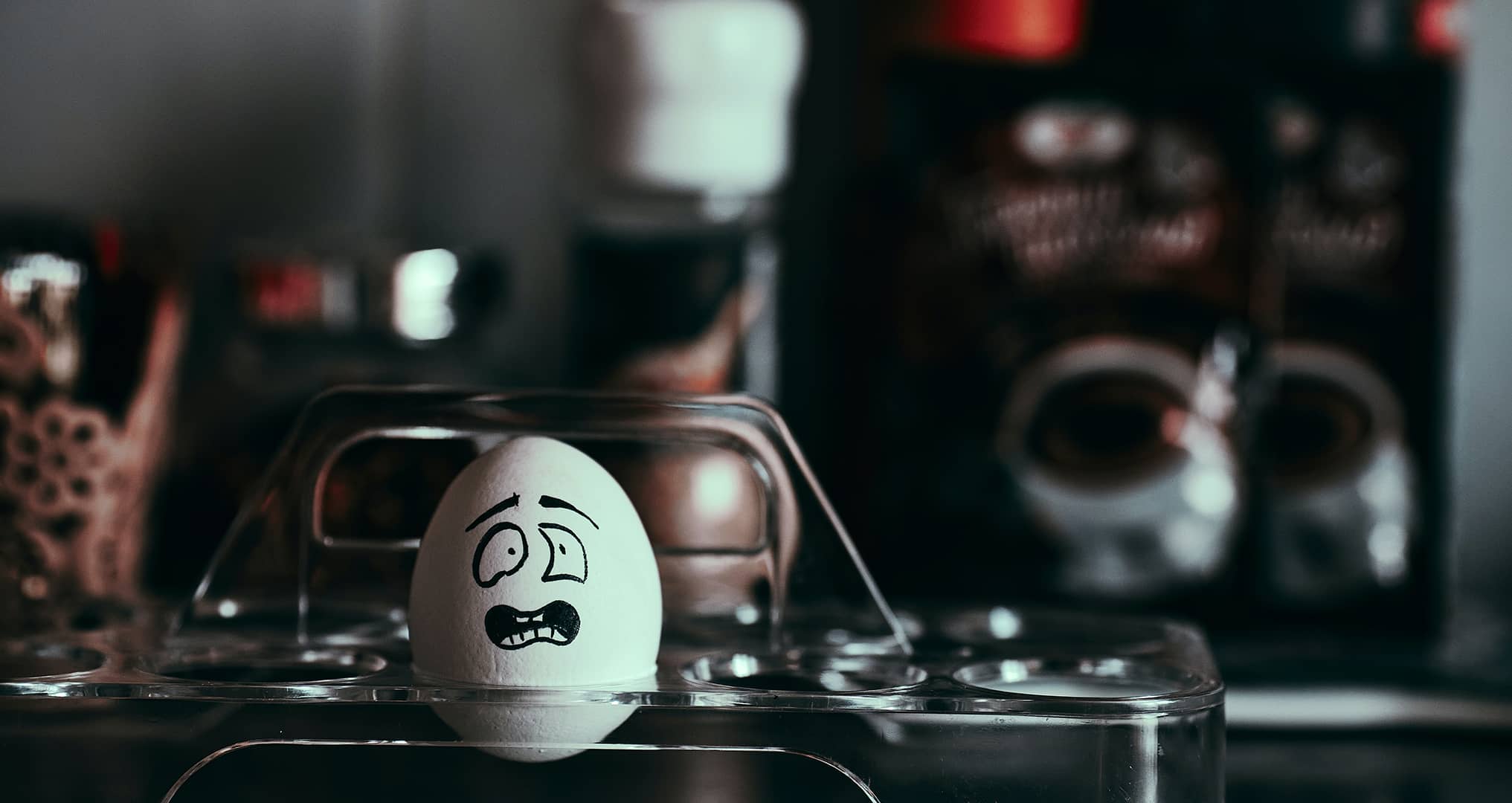 egg with sharpie worried face