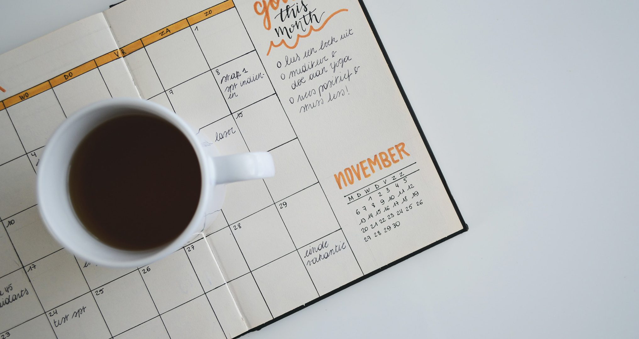 coffee with yearly planner